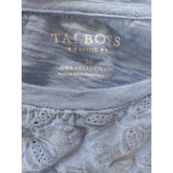 Talbots Petite Women's Short Sleeve Lace Yoke Top, Size Sp Usado. - Picture 2 of 6